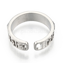 Brass Number Hollow Open Cuff Ring&nbsp;RJEW-N039-10P