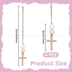 4Pcs Cross Wood Hanging Ornament&nbsp;HJEW-DR00103