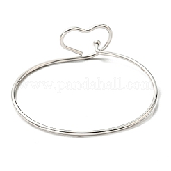 Non-Tarnish 201 Stainless Steel Wire Wrap Heart Bangle&nbsp;BJEW-E079-03P