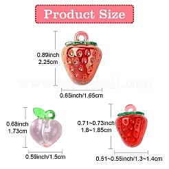 6Pcs 5 Styles Transparent Resin Fruit Pendants&nbsp;FIND-YW0005-66