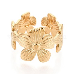 Adjustable Ion Plating(IP) 304 Stainless Steel Cuff Rings for Women&nbsp;RJEW-N052-05G