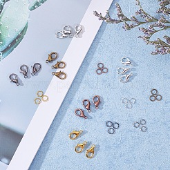 Alloy Lobster Claw Clasps and Iron Open Jump Rings&nbsp;FIND-YW0001-09A