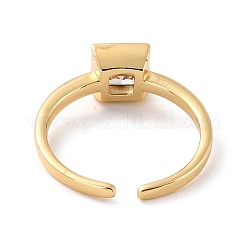 Square Cubic Zirconia Cuff Ring for Her&nbsp;RJEW-C017-11G-RS