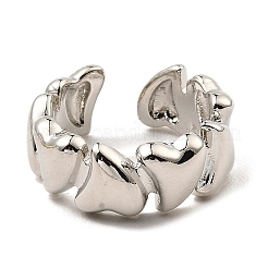 Rack Plating Brass Heart Open Cuff Rings for Women&nbsp;RJEW-G294-05P