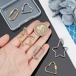 6Pcs 6 Styles 304 Stainless Steel Screw Carabiner Lock Charms&nbsp;STAS-UN0040-79