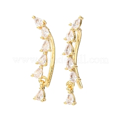 Brass Pave Cubic Zirconia Stud Crawler Earrings&nbsp;KK-CBAA351-21G-01
