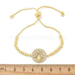 Mother's Day Brass Micro Pave Cubic Zirconia Silder Bracelets for Women&nbsp;LS-BJEW-S158-01G-B