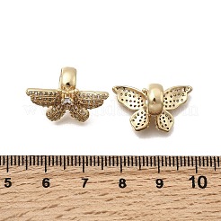 Brass Micro Pave Clear Cubic Zirconia European Beads&nbsp;KK-Z126-23G