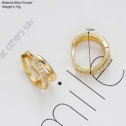 Brass Micro Pave Clear Cubic Zirconia Two-layer Hoop Earrings&nbsp;FS-WG85B42-01