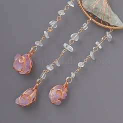 Tree of Life Natural Agate & Natural Crystal Chips Hanging Suncatchers&nbsp;RN-CBA387D-01G