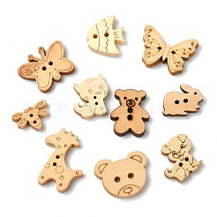 120Pcs 12 Styles 2-Hole Wood Buttons&nbsp;BUTT-CJ0001-05