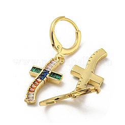 Real 18K Gold Plated Brass Dangle Leverback Earrings&nbsp;EJEW-A033-02G-01