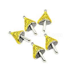 Mushroom Antique Silver Tone Alloy Enamel Pendants&nbsp;X-ENAM-N039-07A