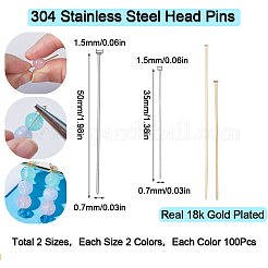 400Pcs 4 Styles 304 Stainless Steel Flat Head Pins&nbsp;STAS-SC0005-78