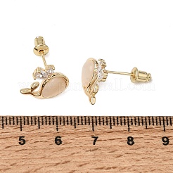 Brass Micro Pave Cubic Zirconia Stud Earrings for Women&nbsp;CU-CBAFF5B-10G