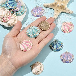 15Pcs 5 Colors Alloy Enamel Pendants&nbsp;ENAM-YW0008-89