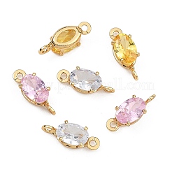 SHEGRACE Brass Pave Cubic Zirconia Oval Connector Charms&nbsp;XGRQ2O464-437G