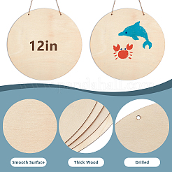 Natural Wood Door Hanging Decoration for Front Door Decoration&nbsp;HJEW-WH0673-49