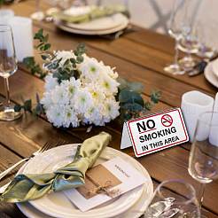 4Pcs Stainless Steel Hotel Resturant Table No Smoking Tent Sign&nbsp;DJEW-WH20124-003