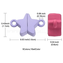 5 Sets 5 Colors Star Alloy Magnetic Clasps&nbsp;PALLOY-YW0001-29