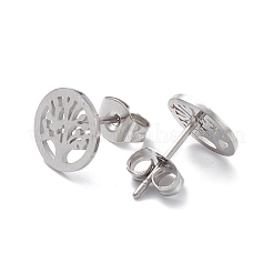 Non-Tarnish 3 Pairs 3 Style 304 Stainless Steel Tree of Life Dangle Hoop Earrings&nbsp;EJEW-B020-09P