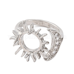 Brass Micro Pave Cubic Zirconia Open Cuff Ring Components&nbsp;KK-U074-09P