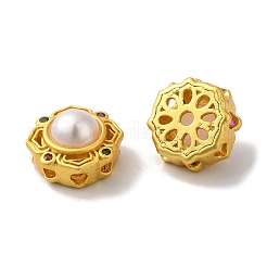 Rack Plating Hollow Brass Cubic Zirconia Beads&nbsp;KK-K381-16B-MG