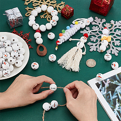 Christmas Printed Wood Beads&nbsp;WOOD-PH0003-24