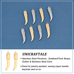 8Pcs 2 Colors 304 Stainless Steel Pendants&nbsp;STAS-UN0038-34