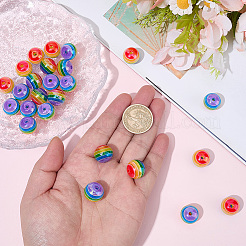 40Pcs Pride UV Plating Rainbow Iridescent Acrylic European Beads&nbsp;MACR-SC0002-66