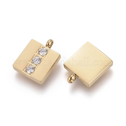 316 Surgical Stainless Steel Micro Pave Clear Cubic Zirconia Charms&nbsp;STAS-I164-030G
