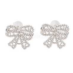 Bowknot Brass Stud Earrings for Women&nbsp;EJEW-P288-02P