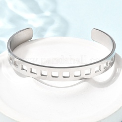 304 Stainless Steel Cutout Cuff Bangles for Women&nbsp;BJEW-H644-11P