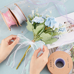 3 Rolls 3 Colors Flat Rainbow Color Nylon Organza Ribbon&nbsp;OCOR-CA0001-29