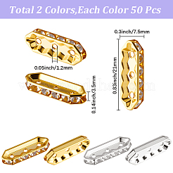 100Pcs 2 Colors Alloy Crystal Rhinestone Spacer Bars&nbsp;ALRI-SC0001-61A