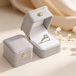 2Pcs Square PU Leather Ring Gift Boxes&nbsp;LBOX-CL0001-06