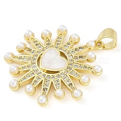 Rack Plating Brass Micro Pave Clear Cubic Zirconia Pendants&nbsp;KK-P287-46A-G