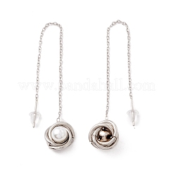 Long Chain with Plastic Pearl Dangle Stud Earrings&nbsp;EJEW-A067-05P