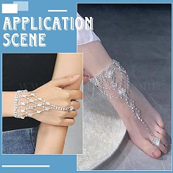 4Pcs 2 Styles Alloy Clear Rhinestone Anklets for Women&nbsp;AJEW-BBC0002-39
