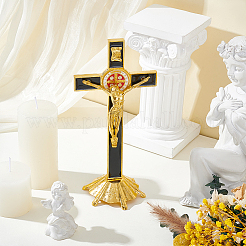 Religion Alloy Crucifix Cross Statue Display Decorations&nbsp;DJEW-WH0043-94B