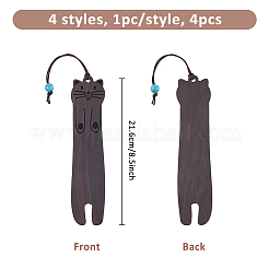 4Pcs 4 Styles Wood Bookmarks&nbsp;AJEW-FH0004-72