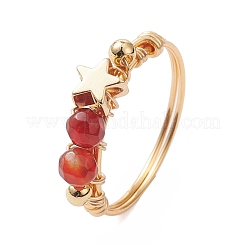 4Pcs 4 Styles Natural Gemstone Finger Rings&nbsp;RJEW-TA00226