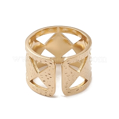Ion Plating(IP) 304 Stainless Steel Rhombus Open Cuff Rings for Women&nbsp;RJEW-G285-31G