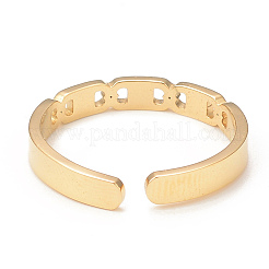 Crystal Rhinestone Oval with Square Open Cuff Ring&nbsp;RJEW-I096-20G