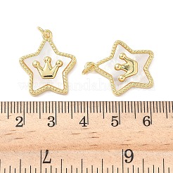 Brass Pave Natural Shell Pendants&nbsp;KK-L239-036G