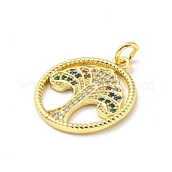 Brass Micro Pave Cubic Zirconia Pendants&nbsp;FIND-Z023-16G