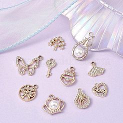 10Pcs 10 Style UV Plating Alloy Pendants&nbsp;ALRI-YW0001-17