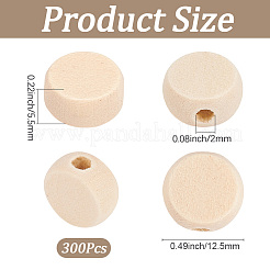 300Pcs Unfinished Wood Beads&nbsp;WOOD-SP0002-05