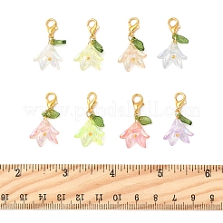 8Pcs 8 Colors Flower Acrylic Pendant Decorations&nbsp;HJEW-FS00034-02