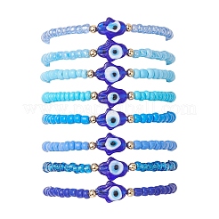 8Pcs Glass Seed Beads & Lampwork Beaded Stretch Bracelets for Women&nbsp;BJEW-MZ00263